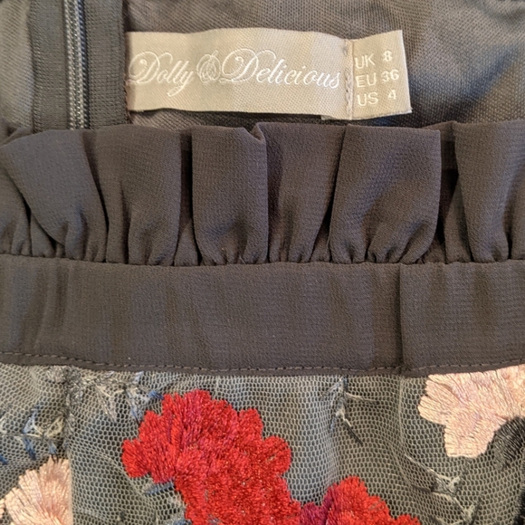 ASOS Dolly & Delicious Embroidered Bardot Dress 4 - Picture 4 of 11